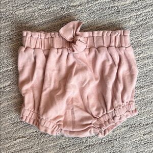 L'ovedbaby Blush Pink Bubble Shorts with Bow 9-12 months | 100% organic cotton